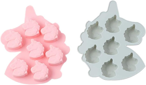2-Pack Silicone Molds Set for Making Unicorn Head Small Soap Chocolate Candy Gummy Baking Cake Jello Jelly Wax Crayon