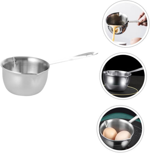 Stainless Steel Butter Melting Bowl with Long Handle, Oil Heating Pot for Melting Cheese and Butter