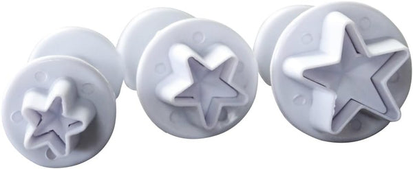 Star Small Fondant Plunger Cutter Set - Tiny 3 Pieces Cake Cookies Decorating Tool Mold