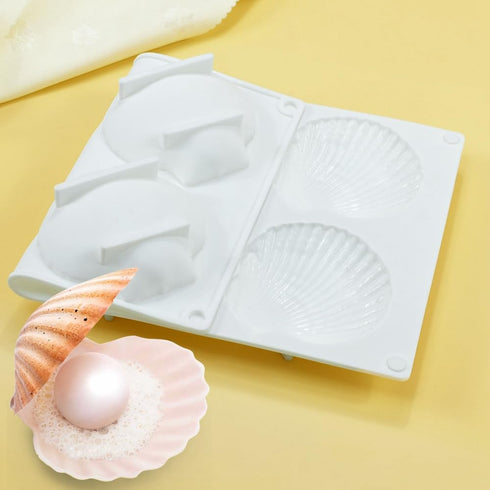 Shell Shaped Silicone Baking Mold for Cookies, Biscuit DIY Bakeware Pan Kitchen Accessories (Shell J_11.8 X6.8 X1 inch)