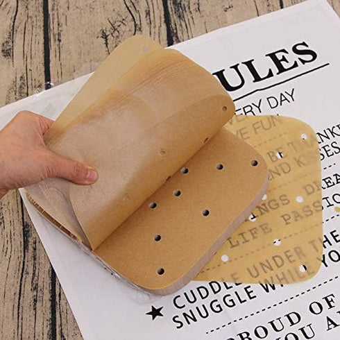 200 Pcs Square 8.5 Inch Air Fryer Parchment Paper Liners, Perforated for Air Fryer, Ovens & Microwaves (Yellow)
