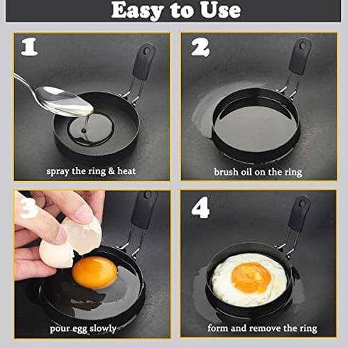 zeeooil 4 6" 4 3.5" Egg Rings Pcs Large Pancake Molds And Pcs Fried Egg Molds Stainless Steel Nonstick Egg Ring
