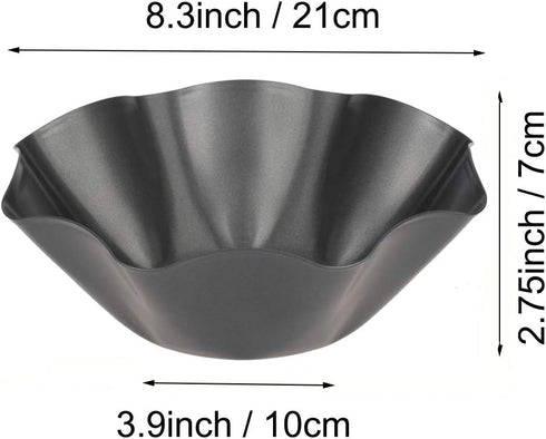 Tortilla Pan Set - 6 Pack Carbon Steel Non-Stick Taco Salad Bowl Tortilla Shell Maker Black Baking Pans with a Silicone Potholder and a Basting Brush (Large)