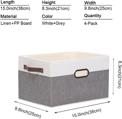 Yawinhe Fabric Storage Baskets, Large Foldable Closet Organizer for Shelves, Canvas Storage Bins for Clothes,