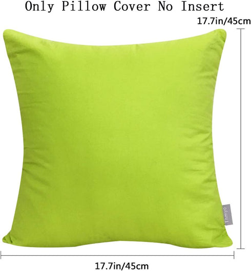 Thmyo 4-Pack 100% Cotton Comfortable Solid Decorative Throw Pillow Case, 18x18inch/45x45cm, Light Green
