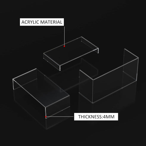 3pcs, Set, 7.5''x8''x8.5'' Sezanrpt Acrylic Risers Display Stands Rectangular Dessert Table Display Clear Display Shelf