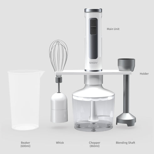 Cordless Rechargeable 3 in 1 Hand Blender & Mixer, Stainless Steel Stick, 8 Speed + Turbo, Easy to Clean, USB Charge
