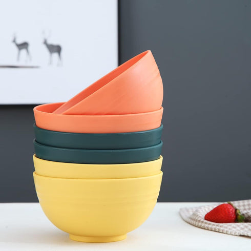 Kyraton Plastic Cereal Bowls - 8 Pieces, 26 oz, Unbreakable and Reusable Lightweight Bowl for Rice, Noodle, Soup,