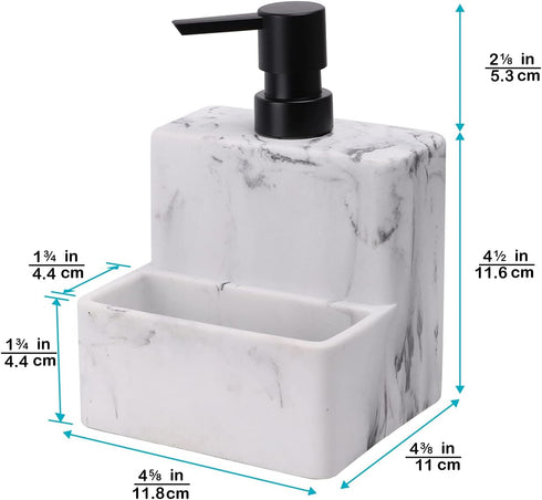 zccz Soap Dispenser with Sponge Holder, Marble Look Liquid Hand and Dish Soap Dispenser Pump Bottle for Kitchen Sink
