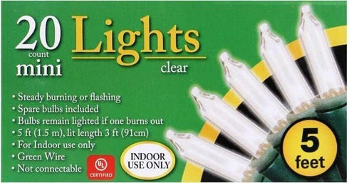 Generic 20 Count 2 Pack 5 Mini Light - Clear, Feet, Indoor, Incandescent, String Lights