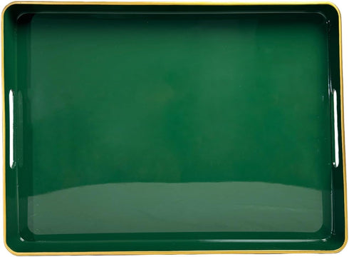 Large Green Tray, Elegant Plastic Coffee Table Tray for Ottoman, Home Decor,