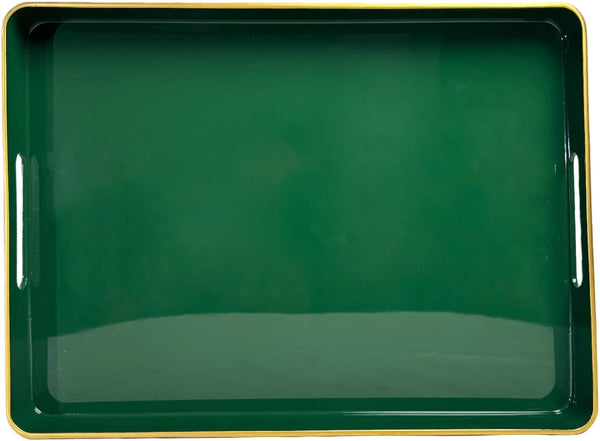 Large Green Tray, Elegant Plastic Coffee Table Tray for Ottoman, Home Decor,