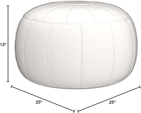 Unstuffed Pouf Foot Stool Round Decorative Leather Ottoman Cushion Storage seat or for Resting Your Feet on, Floor