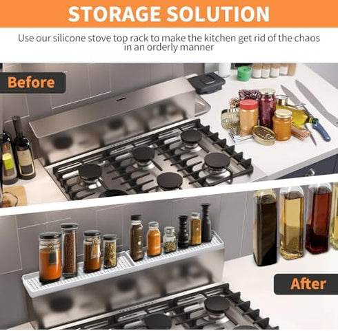 30 Inch BFONS Silicone Magnetic Stove Top Shelf, Kitchen Over Stove Spice Rack Shelf Apartment Home Must Haves Kitchen