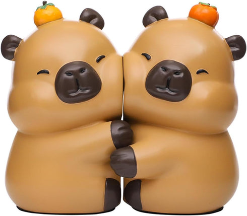 Cute Hug Capybara Decorative Bookends, Unique Animal Book Ends to Hold Books Creative Resin Book Holder Stopper