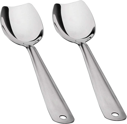 IMEEA Flat Edge Cooking Spoon - 18/8 Stainless Steel Serving Spoon, 10-Inch Mixing Spoon, Set of 2