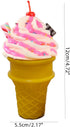 2PCS Counter Realistic Fake Ice Cream Model Decor with Cherry Pink Sauce Sprinkles Non-Melting Artificial Dessert