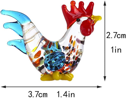 Crystalsuncatcher Handmade Mini Cock Art Glass Blown Animal Figurine (Cock)