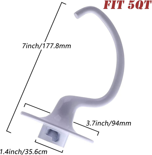 ELSOON K5ADH Dough Hook Coated Anti-stick Replacement for KitchenAid 5-QT Bowl-Lift Stand Mixer