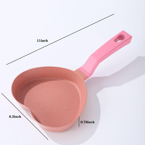 Mini Nonstick Egg Pan - Small Heart-shaped Frying Pan with Granite Coating, Multi-functional for Cooking Eggs,