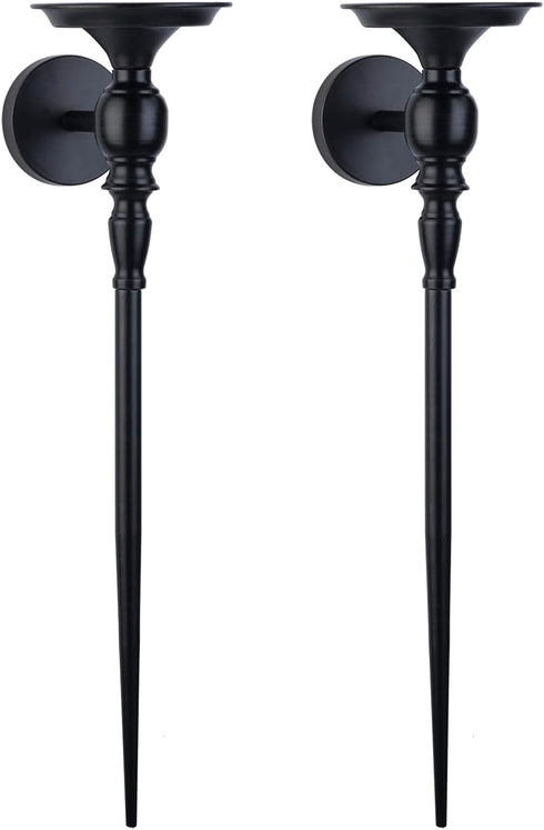 Tim&Lin Set 2, Wall Sconce Candle Holder of Large Black Scepter Design Metal Wall Candle Holder, Home Wall Decoration