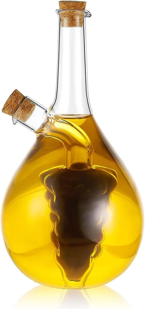 Oil and Vinegar Dispenser, 2 in 1 Glass Olive Oil and Vinegar
