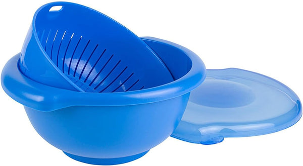 Hutzler 3-in-1 Berry Bowl Keeper, Colander & Container, 1 Quart Capacity, Keeps Berries Fresh Longer, Blue