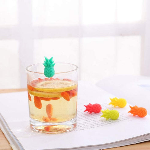 Pineapple Model Glass Marker Set of 6pcs, Silicone Drink Wine Beer Glass Markers