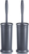 Toilet Brush and Holder 2 Pack, Extra Long Handle Toilet Bowl Scrubber with Covered Holder for Deep Cleaning (Grey)