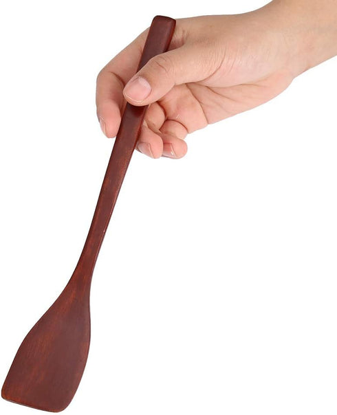 Mini Wooden Spatula, 9.7 Inch Nonstick Heat Resistant Turner for Cooking and Baking (Dark Red)