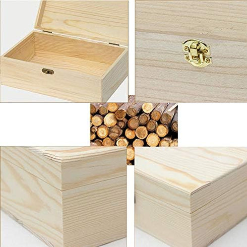 Zhou Pine Wood Storage Box - Natural DIY Accessories Set with Hinged Lid, Perfect for Art Lovers and Family Collections