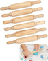 8-Inch (6-Pack) Premium Kids Mini Rolling Pins Splinter-Free, Non-Stick Hardwood for Baking, Sensory Crafts, Play-Doh