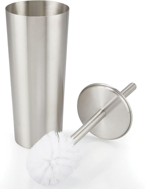 Set mDesign Slim Metal Toilet Brush - Modern Freestanding Holder for Bathroom - Practical With Rust-Resistant Finish