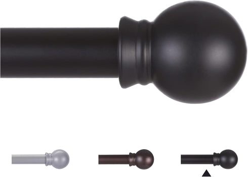 Curtain Rods for Windows 48 to 84-92 Inch, 5/8" Matte Black Stainless Steel Small Rods for Bedroom and Kitchen