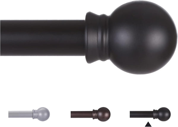 Curtain Rods for Windows 48 to 84-92 Inch, 5/8" Matte Black Stainless Steel Small Rods for Bedroom and Kitchen