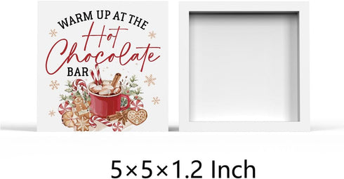 iRudyard 5 5 Inch Hot Chocolate Bar Wooden Box Sign,Hot Cocoa Bar Chirismas Desk Decor For office Home Kitchen Dining