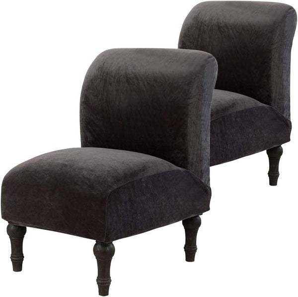 Beacon Pet Armless Chair Slipcover Stretch, Velvet Spandex Accent Chair Cover, Removable Washable Furniture Protector
