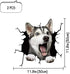 Dog Window Clings, Husky Crack Decals, 3D Static Stickers for Car and Home Decor, 2 PCS