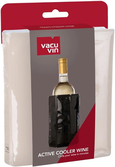 Vacu Vin Active Cooler Wine Chiller - Reusable, Flexible Wine Bottle Cooler - Black - Wine Cooler Sleeve for Standard