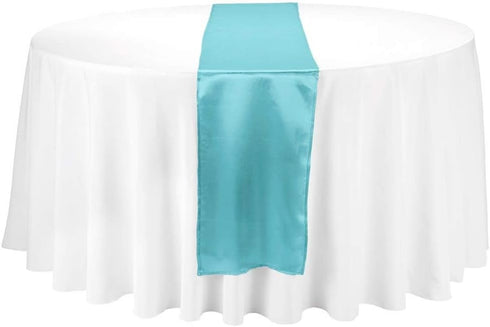 LinenTablecloth 14 x 108-Inch Satin Table Runner, Turquoise