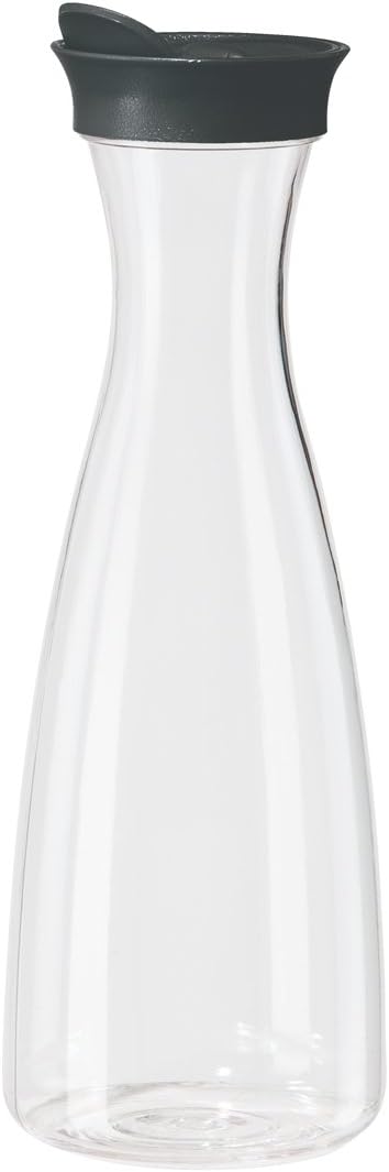 OGGI Clear Carafe w/Flip Open Lid, Ideal Juice Bottle, 1.6 Lt (54Oz), Black