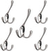 Coat Hooks with Three Flared Prongs, Heavy Duty 3.5 Inch Satin Nickel Hook, 5 Pack