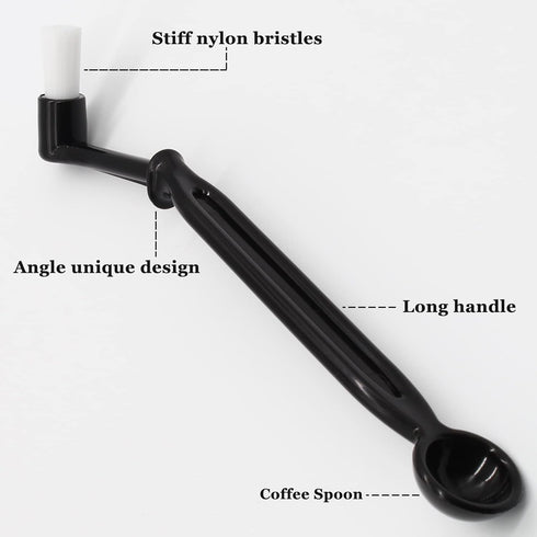Coffee Grinder Cleaning Brush Kit, Wood Handle & Natural Bristles Espresso Machine Brush Set with Spoon (Pack of 5)