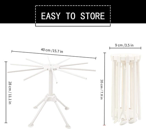 Cambom Collapsible Pasta Drying Rack - Spaghetti Noodle Drying Rack with 10 Bar Handles