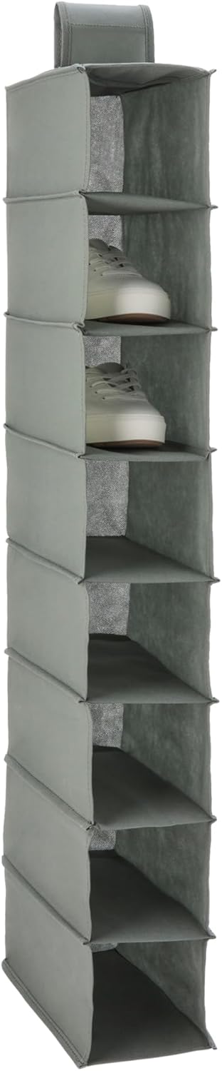 Amazon Basics 8-Tier Hanging Closet Shelf Shoe Organizer, Space Saving Storage, Foldable,