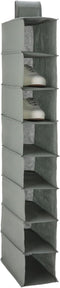 Amazon Basics 8-Tier Hanging Closet Shelf Shoe Organizer, Space Saving Storage, Foldable,