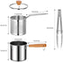 Small Deep Fryer Pot with Basket, Mini Fryer and Soup Pot with Tongs and Lid, 1.3-Quart