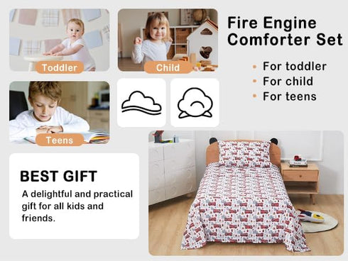 Set, 3 Softan Kids Bed Sheet Boys Twin Size Sheets, Microfiber Kids Fitted Sheet and Pillowcase, Breathable and Silky