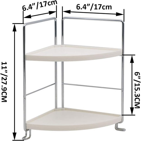 kaileyouxiangongsi 2-Tier Bathroom Countertop Organizer - Vanity Tray Cosmetic & Makeup Storage- Kitchen Spice Rack Standing Shelf - Corner Storage Shelf, Silver by kaileyouxiangongsi