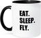3dRose Eat Sleep Fly - Fun Gifts for Pilots, Flight Crew, Two Tone Black Mug, 11oz